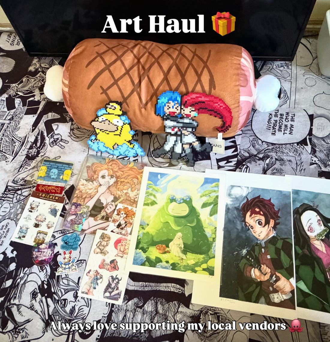 Art bought from vendors at the convention