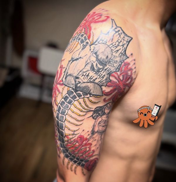 Tokyo Ghoul illustrative concept tattoo by LoLo, on the shoulder