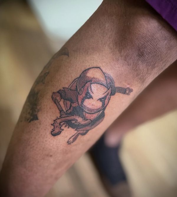 Naruto flash tattoo by LoLo, on the forearm