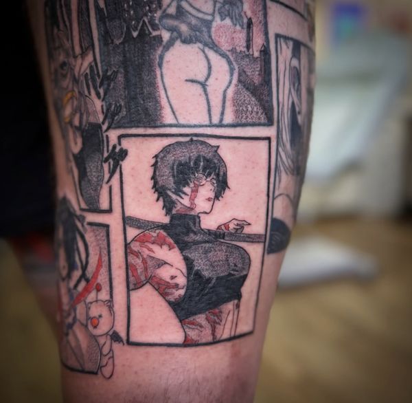 Maki panel tattoo by LoLo, on the thigh