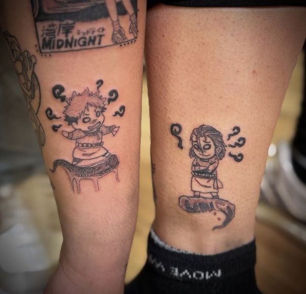 Food Wars matching tattoos tattoo by LoLo, on the legs