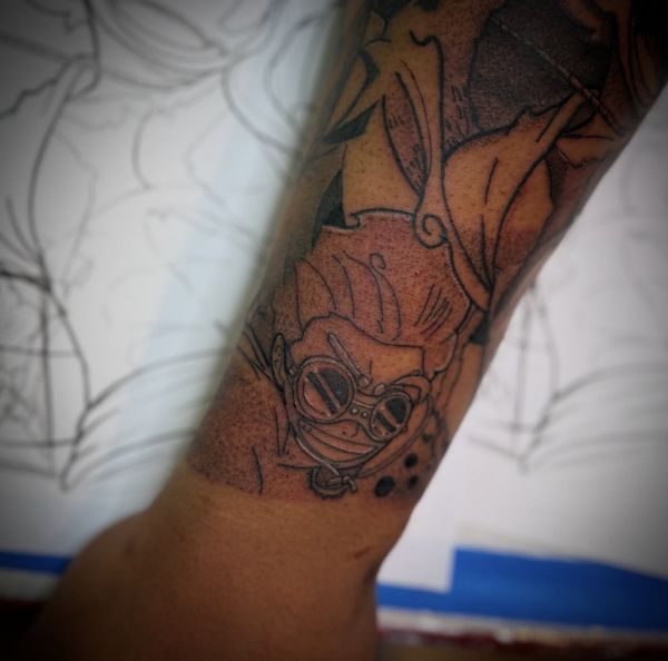 Luffy G5 filler tattoo by LoLo, on the forearm