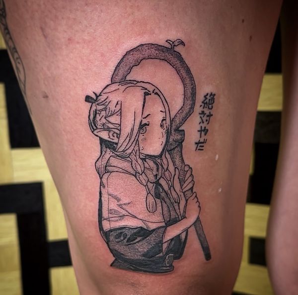 Delicious in Dungeon tattoo by LoLo, on the thigh