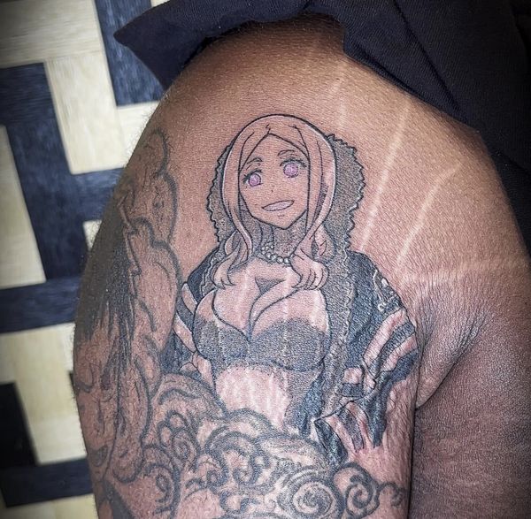 Fire Force panel tattoo by LoLo, on the shoulder