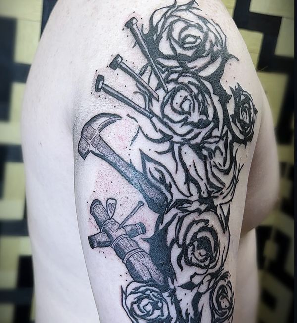 JJK Nobara custom tattoo by LoLo, on the upper arm