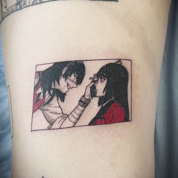 Kakegurui panel tattoo by LoLo, on the thigh