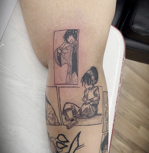 Manga sleeve tattoo by LoLo, on the arm