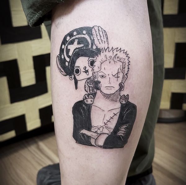 One Piece flash tattoo by LoLo, on the calf